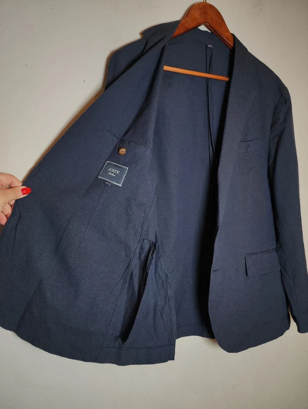 J. Crew Ludlow Baird Mcnutt Unstructured Suit Jacket Blazer Linen Blend Blue 40S